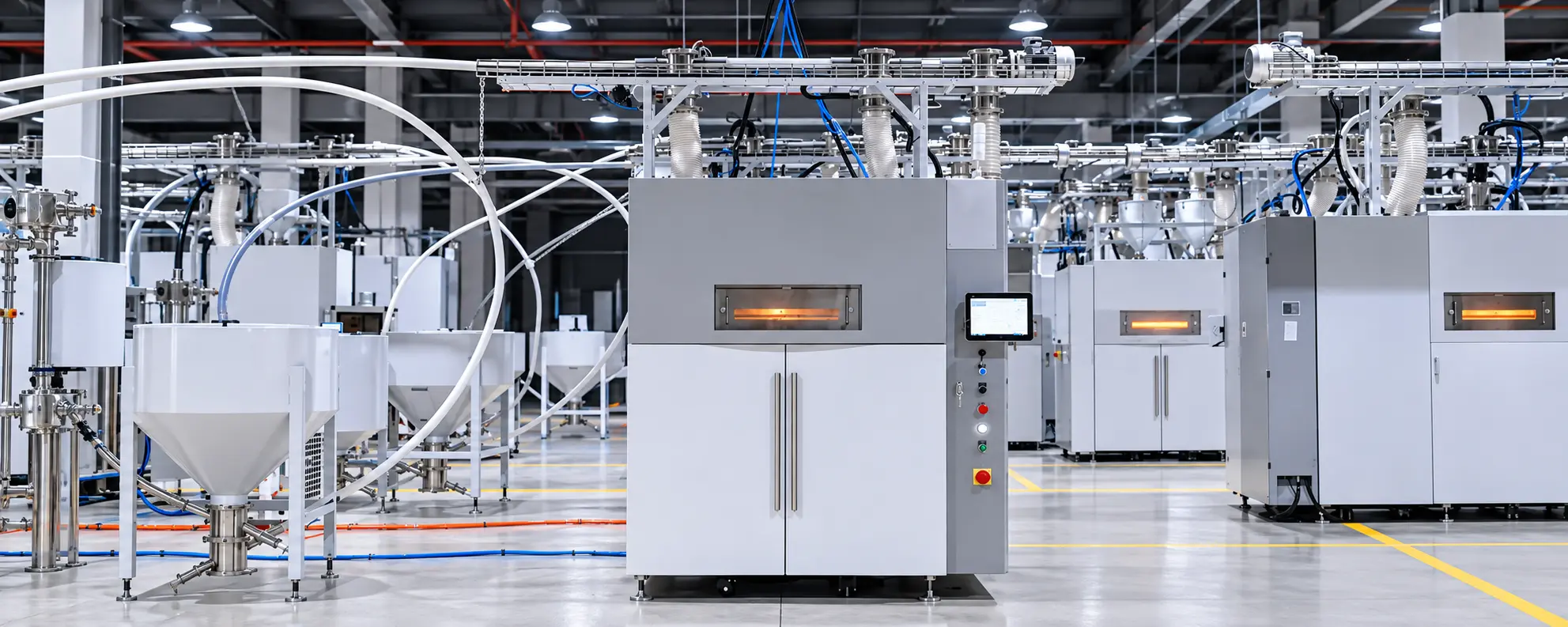 Powder-bed production cell used for MJF nylon parts