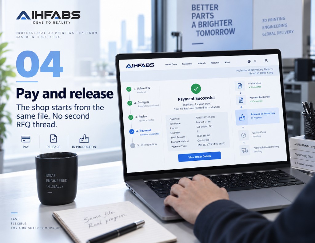 Laptop payment confirmation after releasing a file to production
