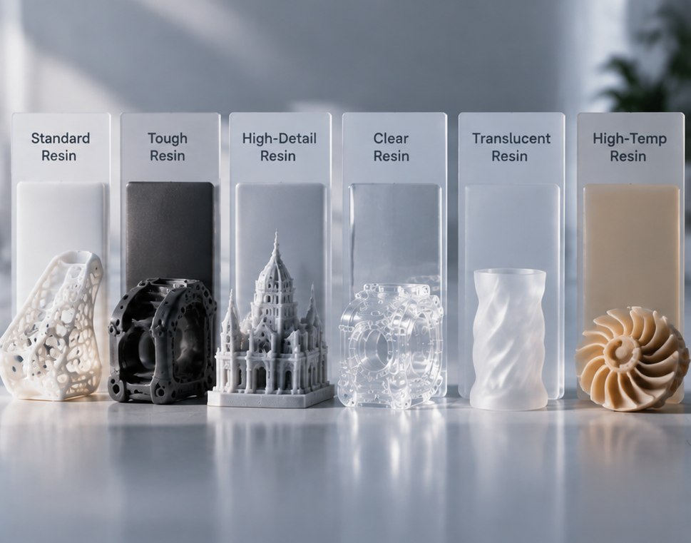 DLP Resin Materials and 3D Printed Samples