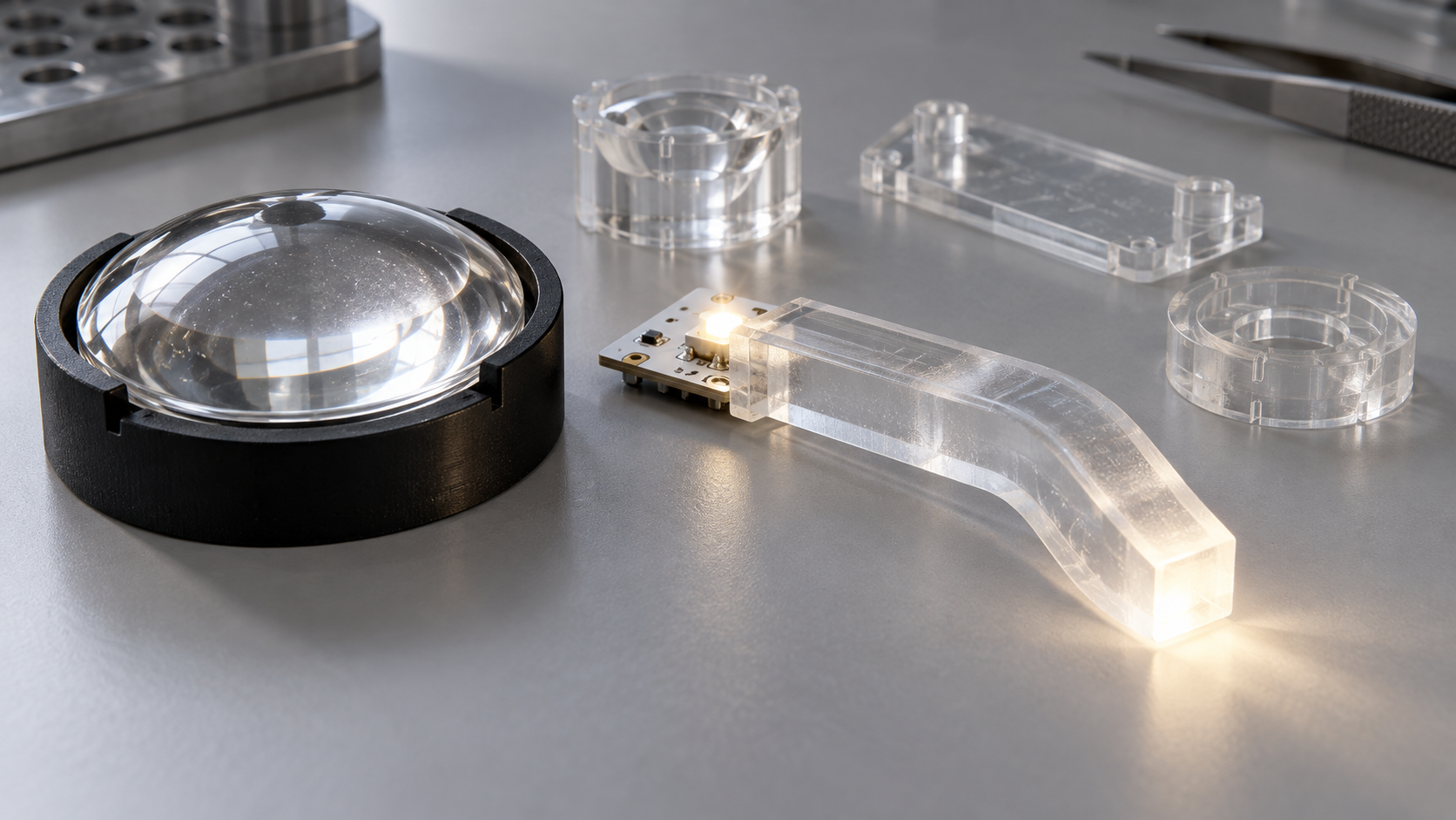 Clear Resin 3D Printing for Lens and Light Pipe Prototypes