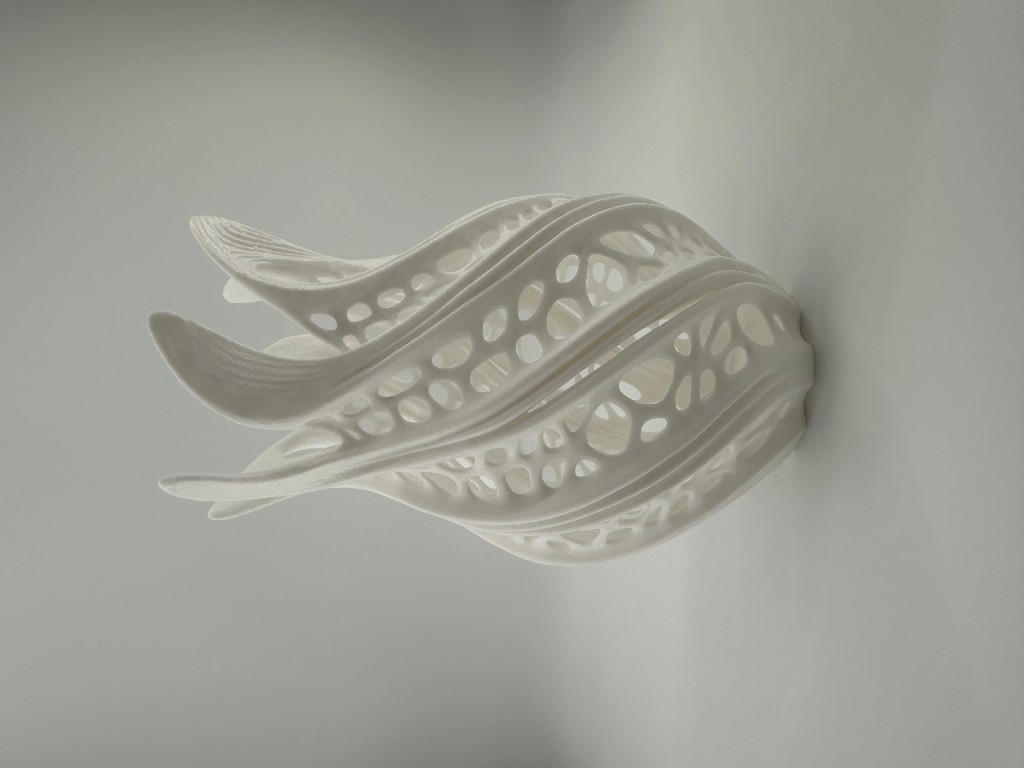 White organic Voronoi lattice shell sculpture
