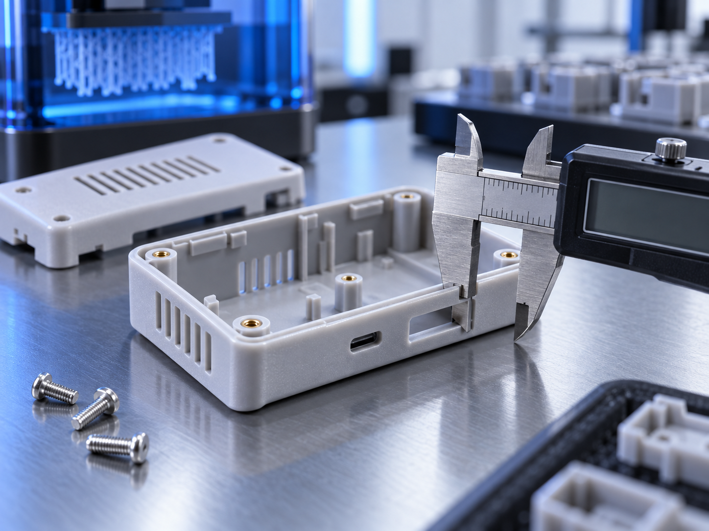 Measuring a DLP resin printed electronic housing.png Measuring a DLP resin printed electronic housing.png