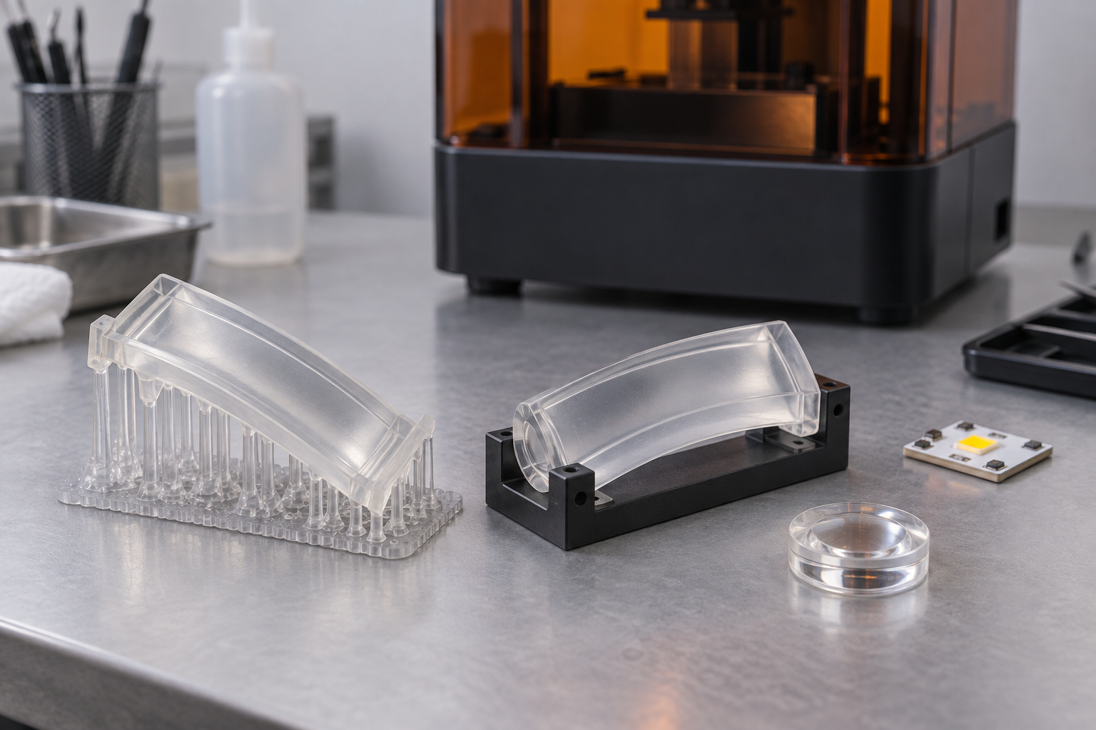Clear Resin Prototype Supports and Fit Checks.png